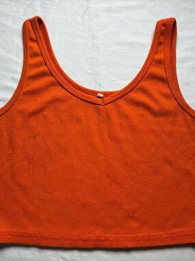 Women's Orange Ribbed Tank Top